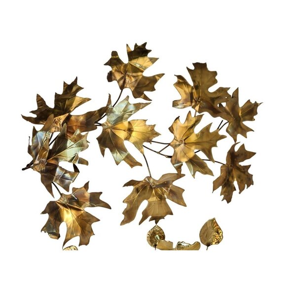 Vintage Retro Metal Gold Fall Towned Leaf and Butterfly Wall Art Decor Set of 3 - Picture 8 of 9